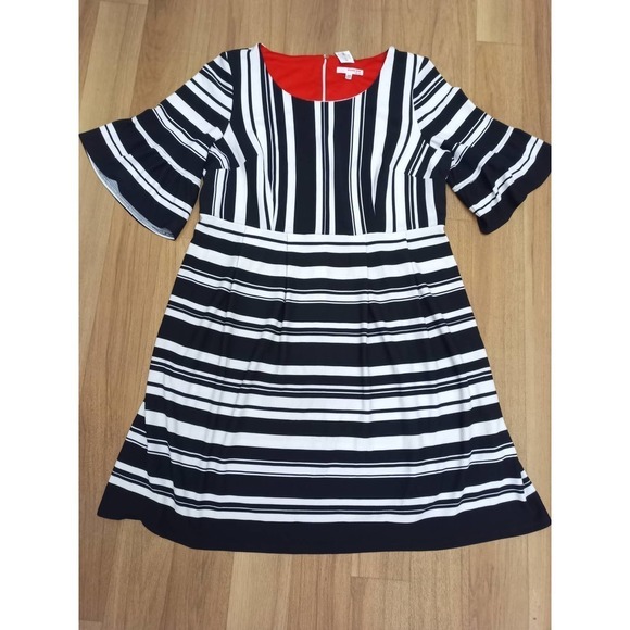 NWOT Studio One Black White Stripe Dress - Picture 2 of 5